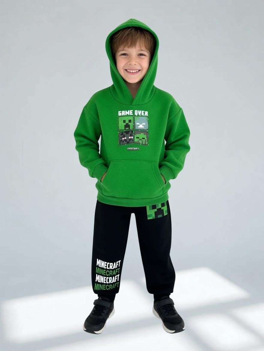 Sudadera Minecraft Gamer Over – Verde y Negro