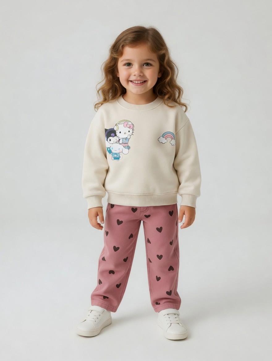 Sudadera Hello Kitty con Pantalón de Corazones